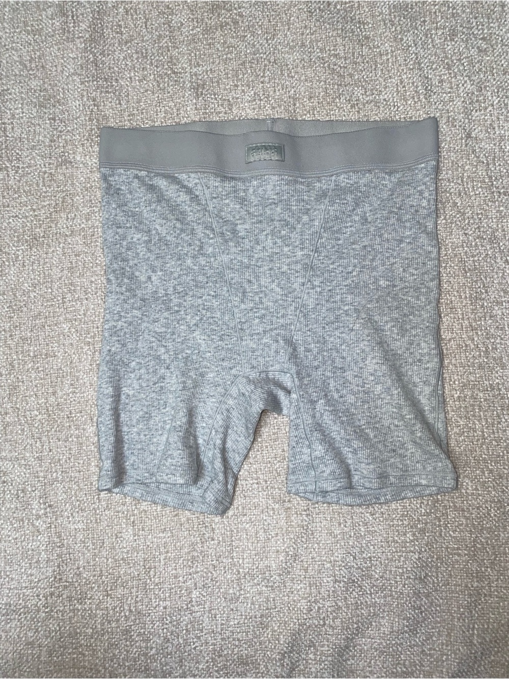 SKIMS Cotton Rib Boxer Shorts Light Heather Grey Size S